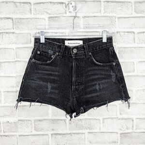 REFORMATION Raw cut off Denim Shorts in Washed Black Size 24